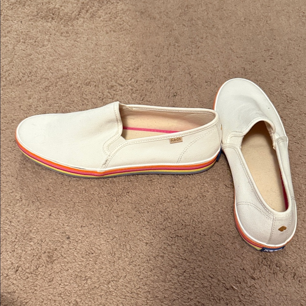 Keds with Kate Spade Women's Cream Slip-On Sneakers with Colorful Sole